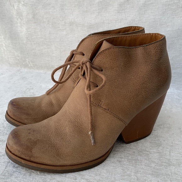 Korks by Kork-Ease PebbledBrown Leather Lace Up Block Heel Booties - Picture 3 of 13